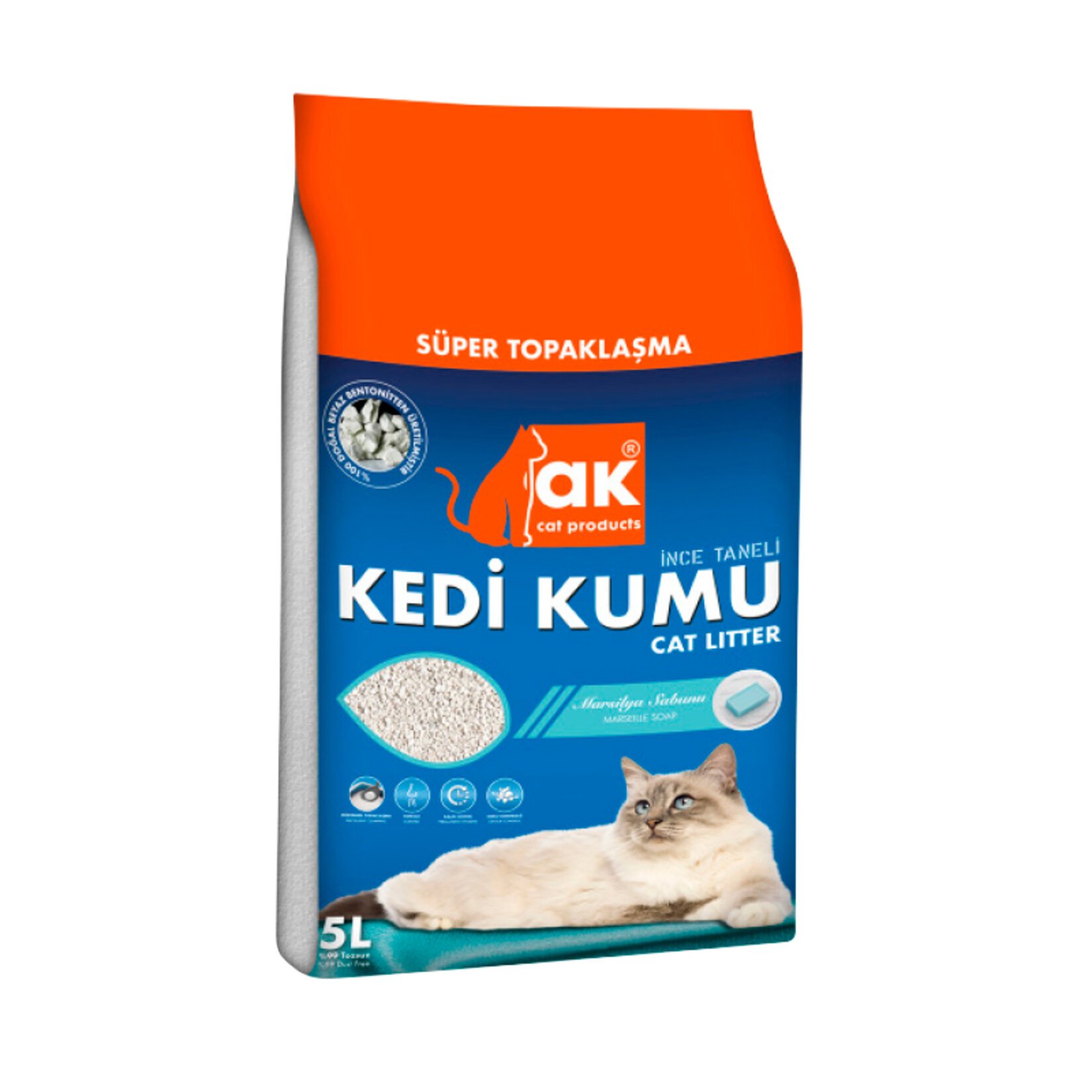 Kedi Kumu Sabun Kokulu İnce Taneli Kedi Kumu 5 L