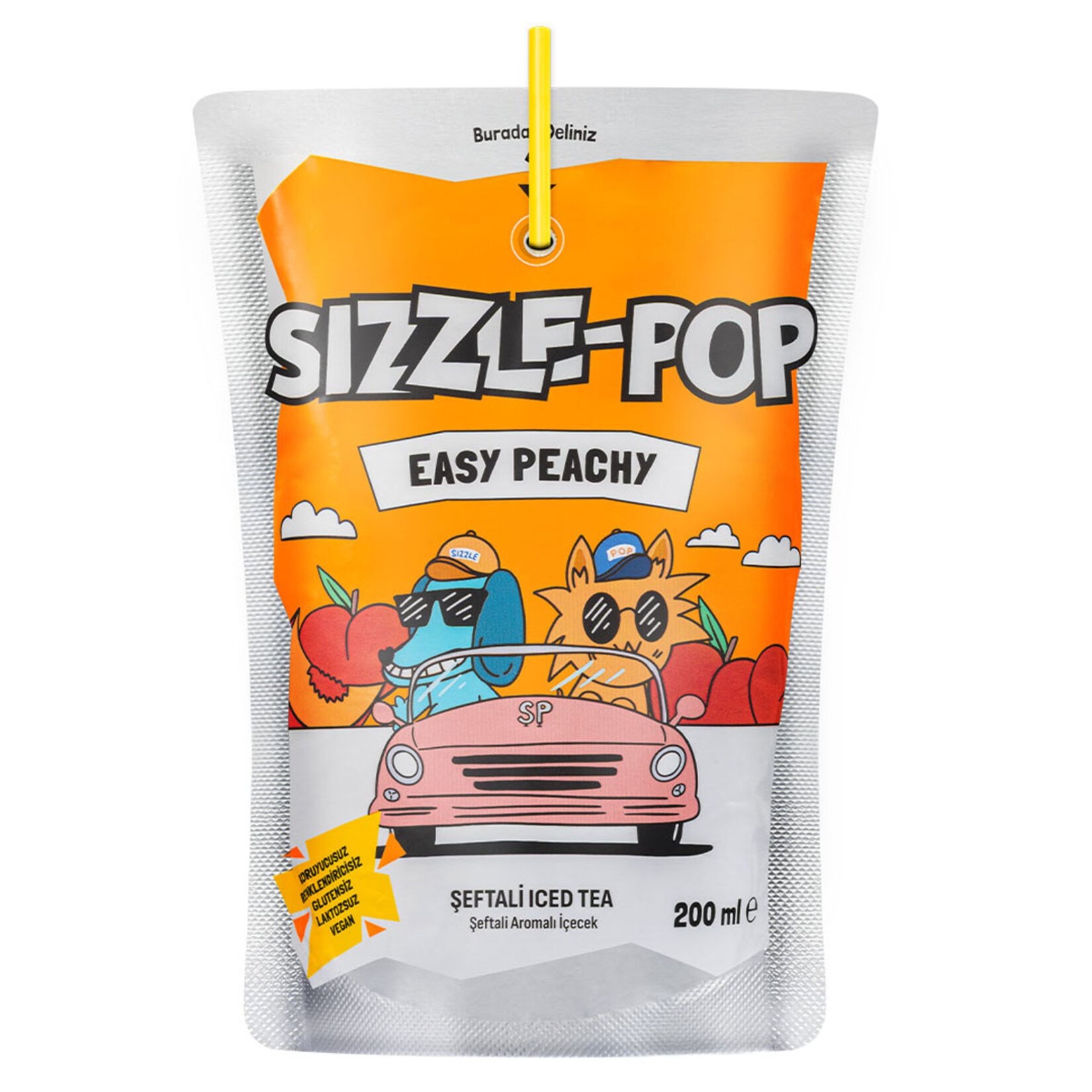 SIZZLE-POP EASY PEACHY ŞEFTALİ POUCH 200 ML